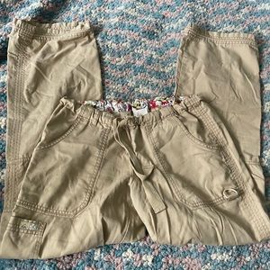 Khaki koi cargo scrub pants small